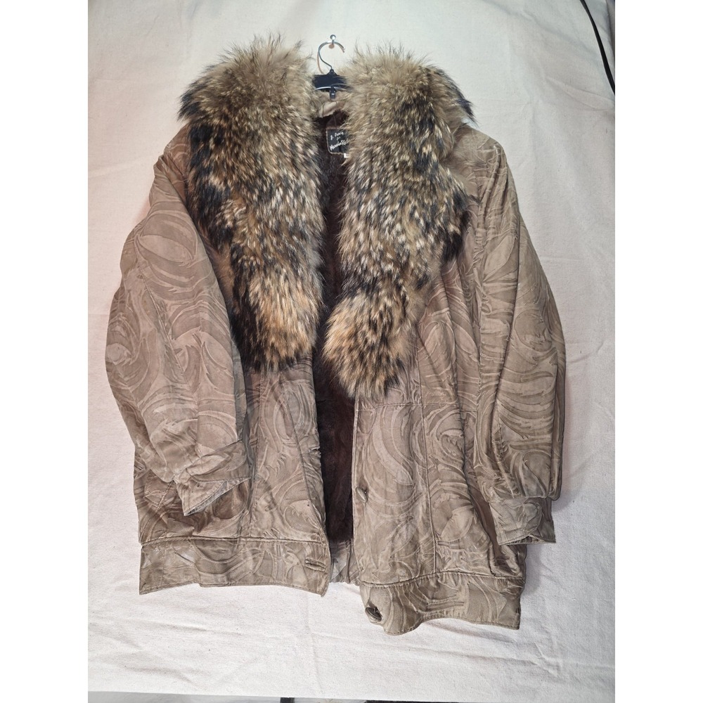 J. Percy For Marvin Richards Vintage Fur Color Brown Suede Jacket Size Medium